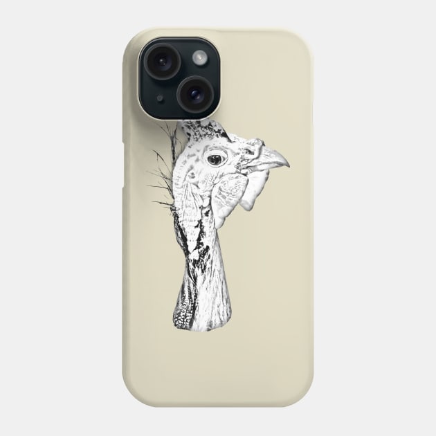 Drawing conversion of a Helmeted Guineyfowl Phone Case by dalyndigaital2@gmail.com