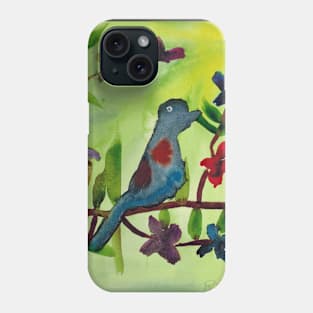 A Blue Bird in the Flowers Phone Case