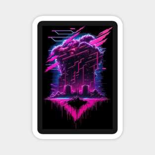 Synthwave metal abstraction Magnet