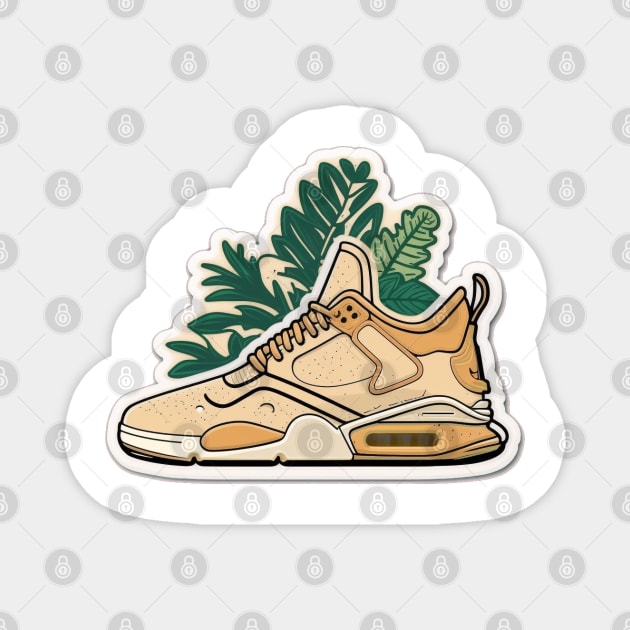 Step into Sustainability with Our Cartoon-Style Beige Sneaker Magnet by Greenbubble