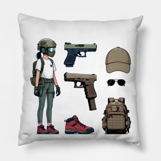 Tactical Gear Fusion Tee: Where Fashion Meets Urban Warfare Pillow