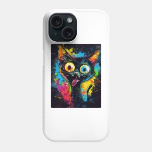 Funny Black Cat Painting Colorfull Pop Art Design For Cat Onwer Phone Case