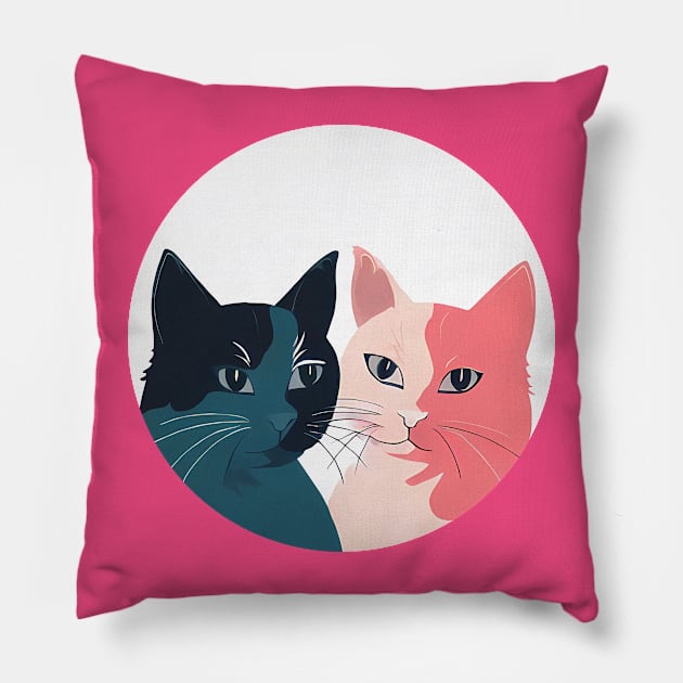 Two cats Pillow by KOTYA