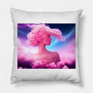 A Portrait in the Sakura Pink Sky Pillow