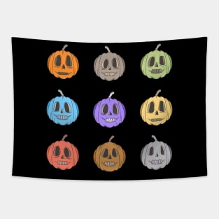 Colorful Halloween pumpkin Day of the Dead Candy Skulls Tapestry