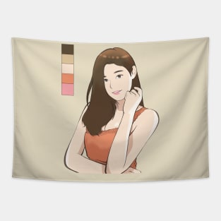 Toon asian woman Tapestry