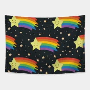 Shooting star with rainbow trail design Tapestry