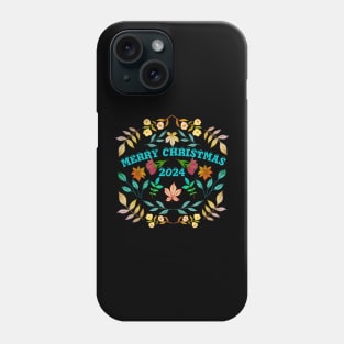 MERRY CHRISTMAS WITH LEAVES AND FLOWERS Phone Case