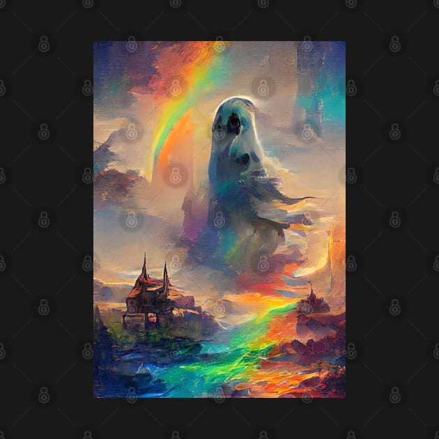 HUGE GHOST OVER HALLOWEEN CASTLE WITH RAINBOW by sailorsam1805