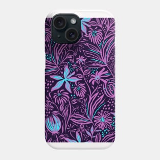 Cool Pattern Neck Gator Purple and Aqua Floral Pattern Phone Case