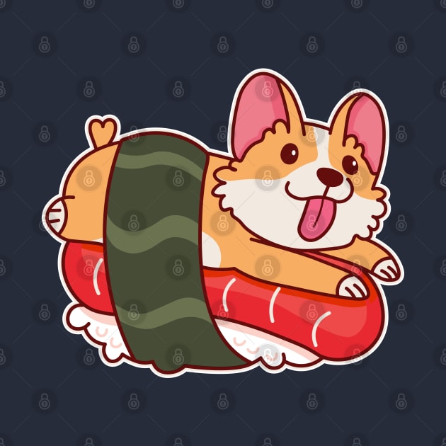 Kawaii Corgi in a Sushi Roll Cute Japanese Food by Cuteness Klub