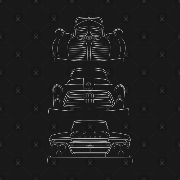 Front/profile - Evolution of the Dodge Pickup - stencil, white by mal_photography