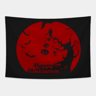 The Dark of Happy Halloween Party Tapestry