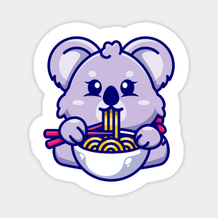 Cute koala eating ramen with chopstick cartoon Magnet