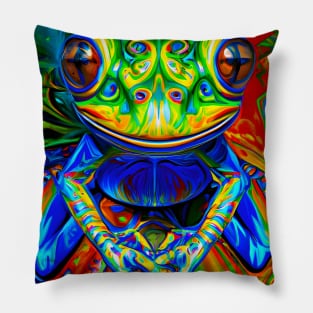 Frogger Spirit Animal (4) - Trippy Psychedelic Frog Pillow