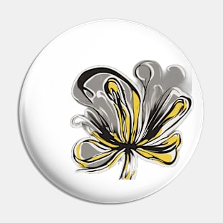 Abstract Yellow and Grey Flower Art No. 513 Pin