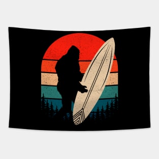 Retro Bigfoot Surfing Tapestry