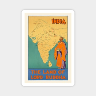 India The land of Lord Buddha Vintage Poster 1930 Magnet