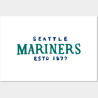 Vintage Running Baseball Player - Seattle Mariners (White Mariners  Wordmark) - Seattle Mariners - Posters and Art Prints