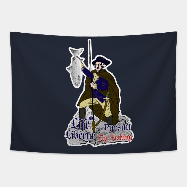 George Washington Fly Fishing Tapestry by Phantom Goods and Designs