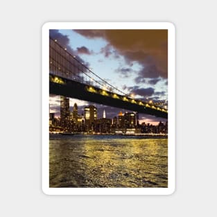 Manhattan Bridge Dumbo Night Skyline Brooklyn NYC Magnet