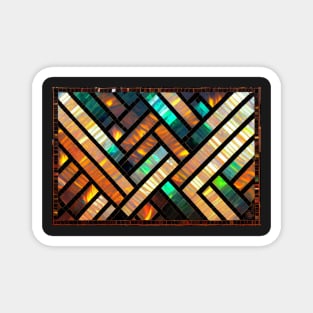 Fire Opal and Mother of Pearl Mosaic Inlay Magnet