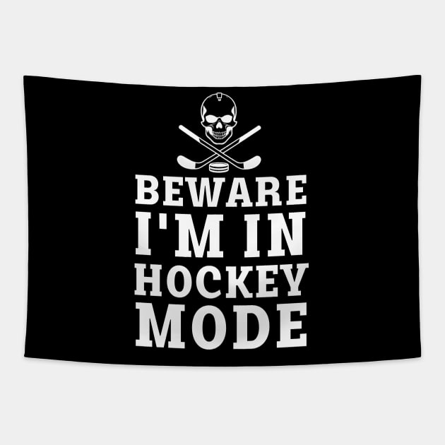 beware i'm in hockey mode Tapestry by mdr design