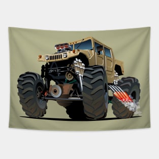 Cartoon monster truck Tapestry