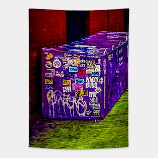 Street Pop Art NYC Purple Stickers Tag Tapestry