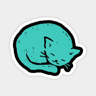 Turquoise Cat Sleeping Magnet