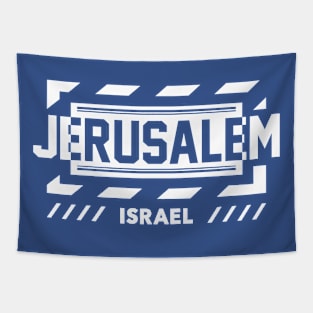 Retro Jerusalem Israel Word Art Holy Land Vintage Israel Tapestry