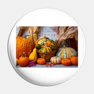 Early Autumn Harvest Beautiful Pumpkins Pin