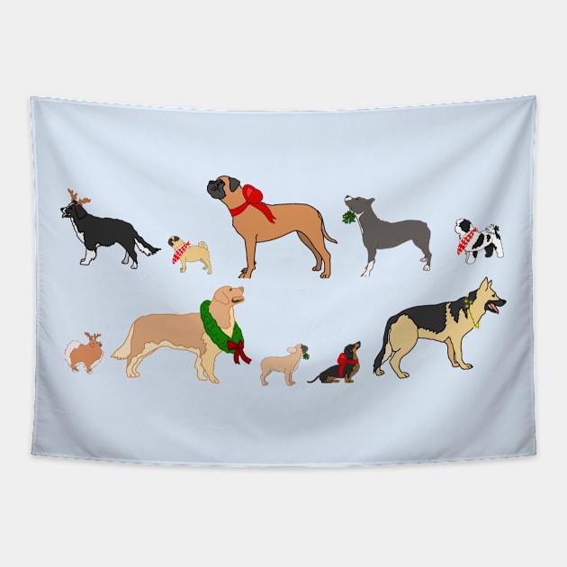 Festive doggos 1 Tapestry by Art by Lex