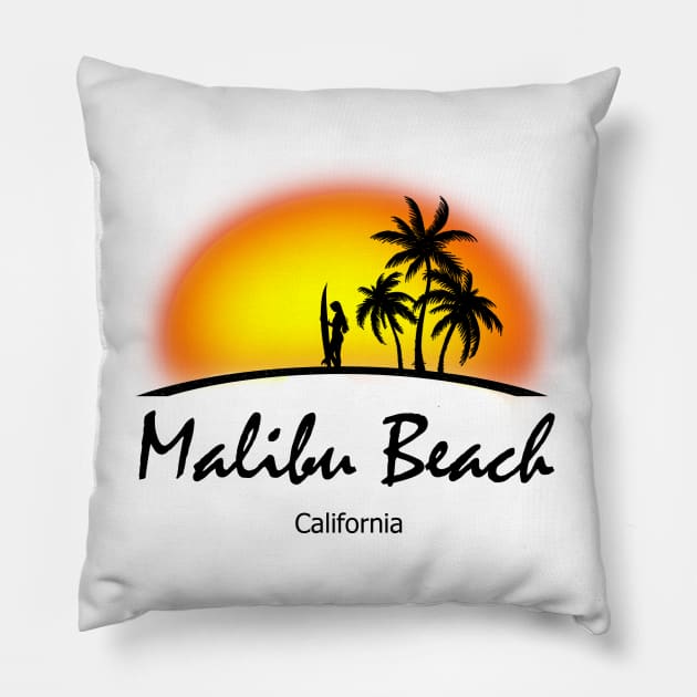 Malibu Beach Pillow by dejava