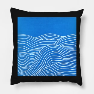 French Blue Ocean Waves Pillow