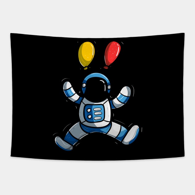 Flying Astronaut Tapestry by happymonday