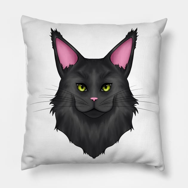 Black Maine Coon Cat Pillow by Cat Club