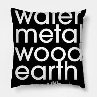 INTERTWINED FIRE,WATER,WOOD,METAL,EARTH (BLACK) Pillow