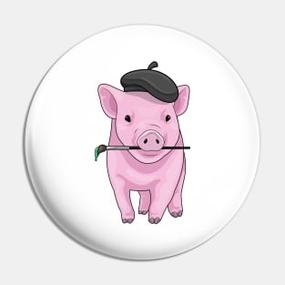 Pig Painter Paint brush Pin