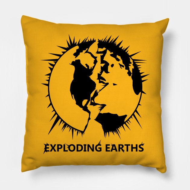 EXPLODING EARTHS! PODCAST LOGO BLACK Pillow by Explodingearths