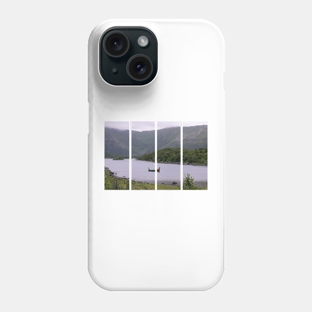 Wonderful landscapes in Norway. Nordland. Beautiful scenery of a valley with a picturesque boat in the Storvatnet lake. Rippled water in a cloudy summer day Phone Case by fabbroni-art