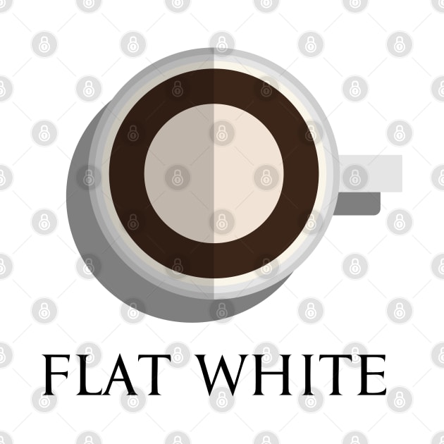 Flat white hot coffee in top view flat design illustration by FOGSJ