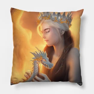 Queen with Fire Dragon Pillow
