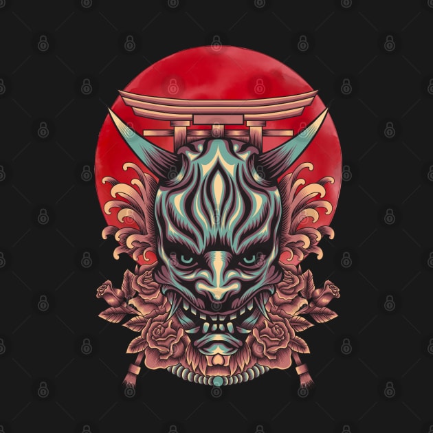 Red Moon Oni Mask Evil SIgn by Suga Collection