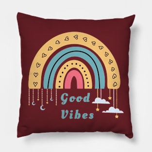 Good Vibes Rainbow Design Pillow