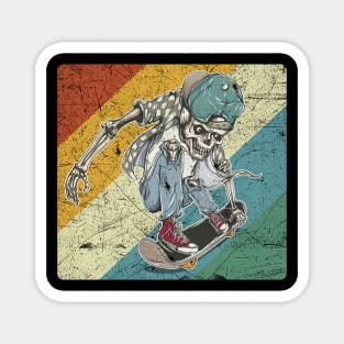 Vintage Retro Skeleton Skateboarding Magnet