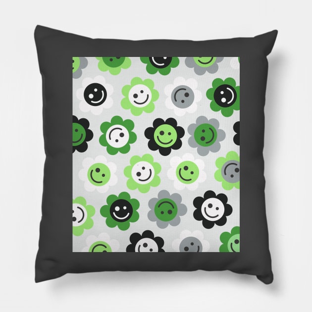 Aromantic Flower Faces Pillow by gray-cat