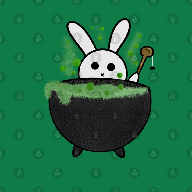 Double Double Toil and Trouble a Rabbit Witch Making A Spell out of a Cauldron by Lobinha