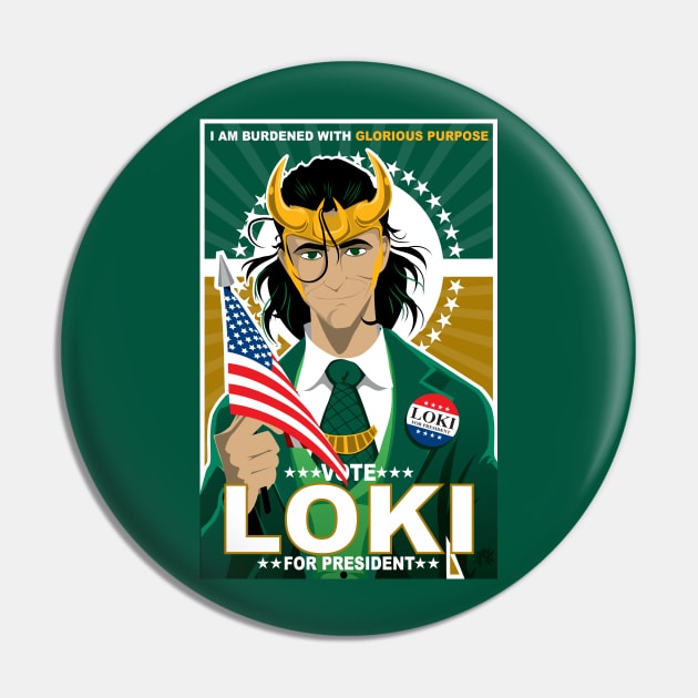 Loki for President Pin by CuddleswithCatsArt