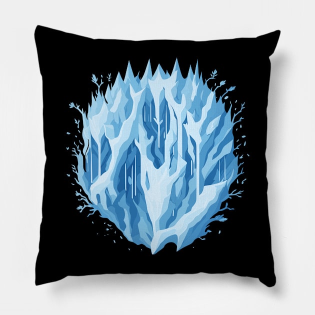 Winter landscape. Snow and ice Pillow by webbygfx